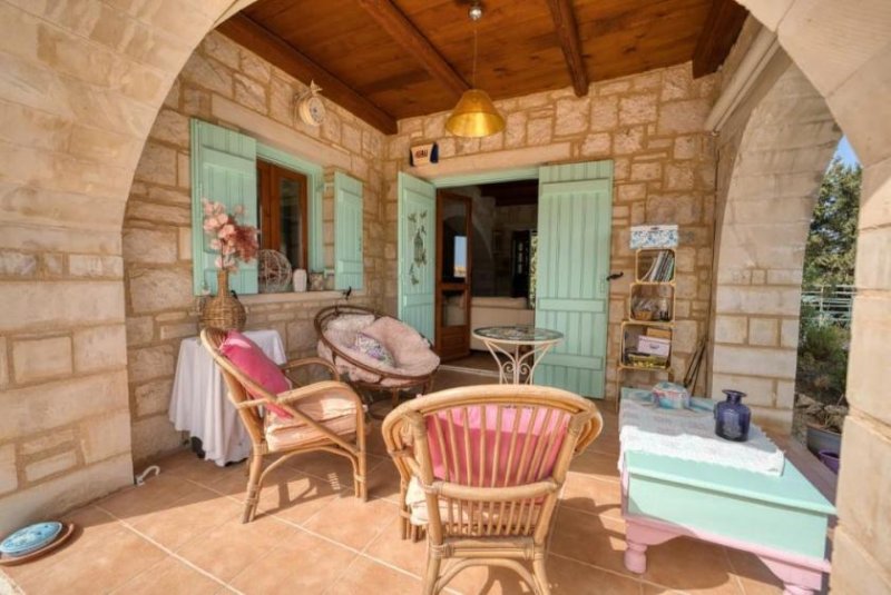 Vamos Kreta, Vamos: Möblierte Steinvilla mit Panoramablick auf Meer und Berge zu verkaufen Haus kaufen